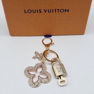 Authentic Louis Vuitton Gold Lock & Box w/ Unbranded Clover Bagcharm 122725